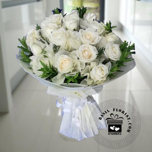 White Dutch Roses Bunch 