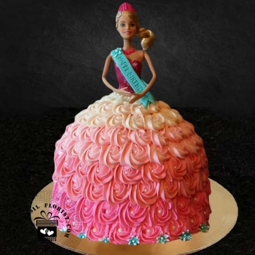 Buy Barbie & Her Pink Gown Cake | Online Cake Delivery - CakeBee